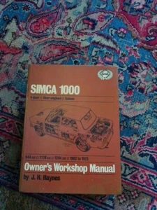 SIMCA 1000 Saloon HAYNES Owners WORKSHOP MANUAL 1962 Onwards - Picture 1 of 7