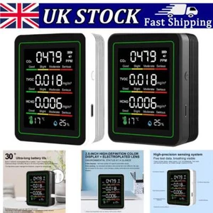 Misuratore di CO2 Misuratore di CO2 5 in 1 Portatile Qualità Aria Interno TVOC HCHO Umidità UK - Foto 1 di 14
