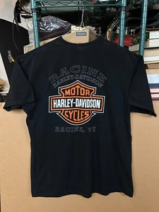 Vintage 90's Harley Davidson Race Wisconsin Men's T-Shirt Size XL Black - Picture 1 of 7