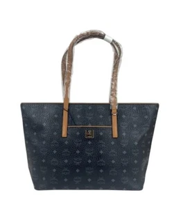 $780 New MCM Black Monogram Visetos Medium Shopper Tote Bag MWPASVI07BK001 - Picture 1 of 8