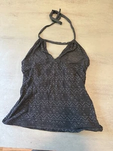black lace halter APT 9  swimsuit top tankini size  medium - Picture 1 of 2