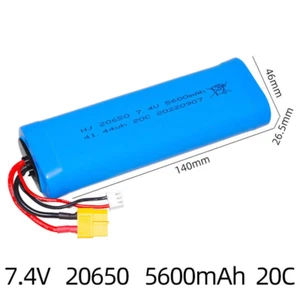 1x 7.4v 5600mAh 20650 battery XT60 plug for 3818 3889 3809 Toy Tank Model - Picture 1 of 6