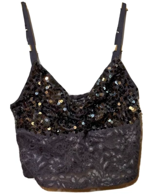 Sujetador Victoria's Secret Gris Lentejuelas y Encaje Bralette Sin Forro, Talla XS, Nuevo Foto 1 de 4