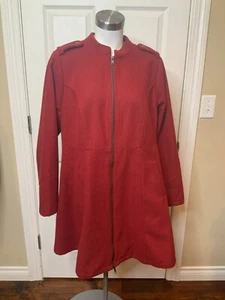 Torrid Dark Red Peplum Flare Zip-Up Coat Jacket, Size 0 / Large - Picture 1 of 9