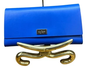 KATE SPADE Saffiano Leather Blue Morgan Flap Continental Envelope Clutch Wallet - Picture 1 of 12