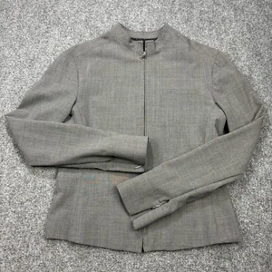 Guess Collection Blazer Women 6 Grey Full Zip Stand Up Collar Jacket Made in USA - Picture 1 of 21