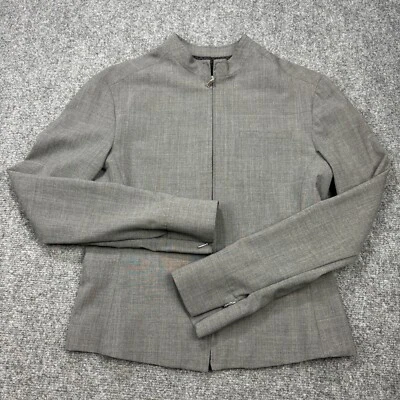 Jaqueta Guess Collection Blazer Feminina 6 Cinza Zíper Completo Gola Stand Up Fabricada nos EUA - Imagem 1 de 4