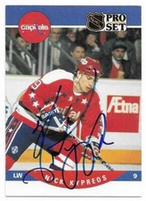 NICK KYPREOS Autographed Signed 1990-91 Pro Set card #551 Washington Capitals