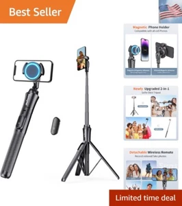 62'' Magstick Selfie Stick Tripod, All-in-One Phone Tripod with Magnetic Phon... - Picture 1 of 7