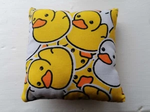 New Strong Catnip Cushion Toy Handcrafted Charity Cute Duck Print Easter Spring - Picture 1 of 1