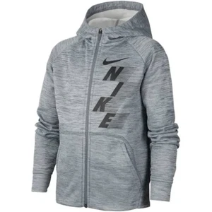 Nike Therma (Kids) Boys Grey/Black Graphic FZ Training Hoodie CU9090-091 Sz S/M - Picture 1 of 3