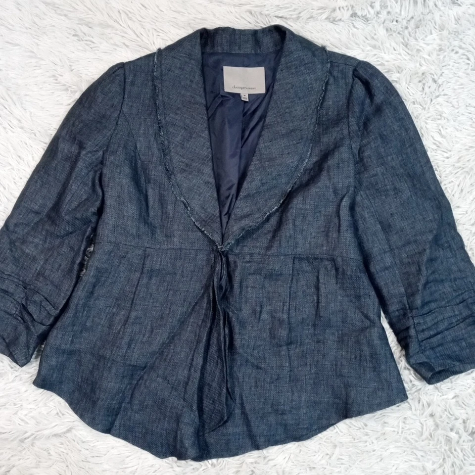 Classiques Entier куртка женщин M синий льняной блейзер застежка опрятный Cottagecorp - Изображение 1 из 4