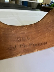 ANTIQUE Wooden Yoke, Human Shoulder Yoke - Hand Carved PRIMITIVE signed 806 JJ - Picture 1 of 12