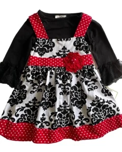 Nuevo con etiquetas Vestido Contando Margaritas 2 piezas Niña 2 Años Blanco y Negro Jersey - Imagen 1 de 9