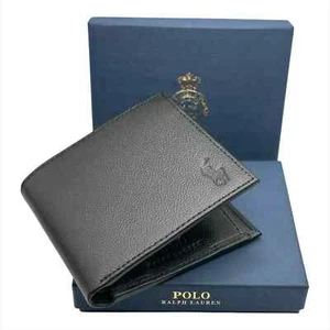Polo Black Leather Genuine Wallet With Coin Pocket - Picture 1 of 4