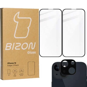 Cristal Templado Bizon 2 Piezas + Protector de Cámara para iPhone 15 Negro Cristal Protector - Imagen 1 de 6