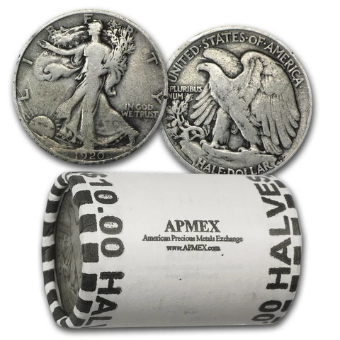 1920-D Walking Liberty Halves 20-Coin Roll Avg Circ - SKU#67833 Cover