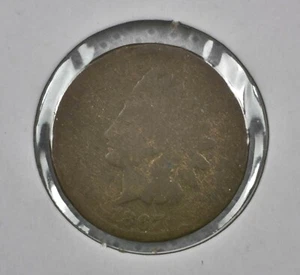 1867 Indian Head Cent Penny Full Liberty Nice Original Coin Grades G - Imagen 1 de 2