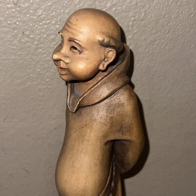 Vintage Carved Painted Polychrome Wood Sculpture Monk- Friar- Abbot Figure- 8.5” - Image 1 of 4