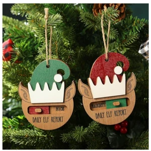 Elf Daily Report Christmas Decor Rustic Wooden Funny Christmas Ornament - Picture 1 of 7