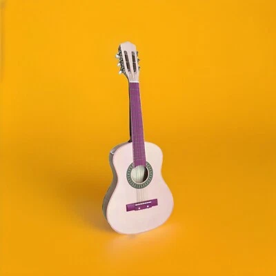 Vintage Pink Acoustic Guitar with Flamenco Pattern for Beginners - Image 1 of 4
