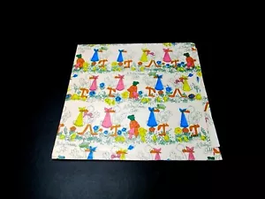 Vintage 1950er anthropomorpher Storch tragendes Baby Geschenkpapier flach gefaltet 1 Blatt - Bild 1 von 4