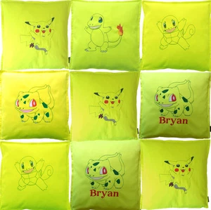 Cuscino Pokémon Personaggio Bambino Nome Ricamato Giallo Fluorescente Verde Lime 16" - Foto 1 di 8