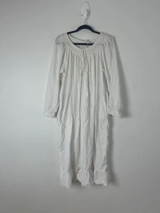 Vintage Women’s White Cotton Prairie CottageCore Nightgown Peasant Dress Large - Picture 1 of 10