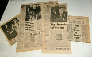 BLACK SABBATH Vintage 5pc Lot UK Newspaper Clippings 1972 OZZY Concert Heavy - Picture 1 of 5