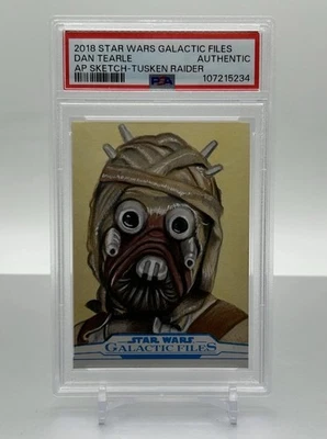 2018 Topps Star Wars Galactic Files Tusken Raider Sketch By Dan Tearle PSA Auth - Image 1 of 2
