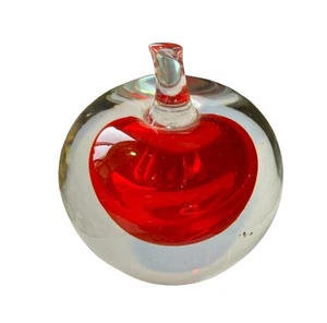 Pisapapeles rojo soplado a mano manzana vidrio artístico estilo Murano vintage - Imagen 1 de 5