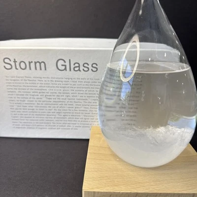 Predictor Estación Meteorológica Storm Glass, Barómetro Mediano, Blanco, Madera Natural  Foto 1 de 4