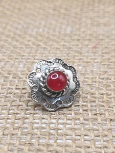 De Colección Taxco Plata Esterlina Cornalina Concho Sombrero Pin Pendiente Único México .75" 6G - Imagen 1 de 5