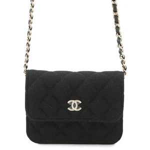 CHANEL Matelasse ChainShoulder taglia mini maglia/pelle nera - Foto 1 di 10