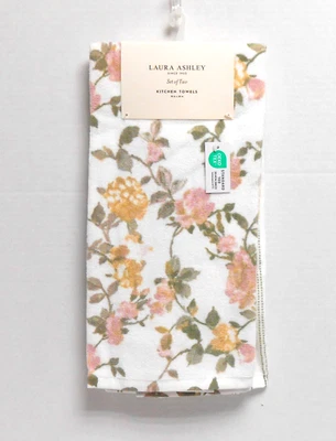 Juego de 2 toallas de cocina Laura Ashley 18" x 28" patrón floral Wispy Foto 1 de 2