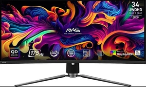 MSI 34" 175 Hz QD-OLED UWQHD Curved Gaming Monitor 3440 x 1440 (2K) MAG 341CQP - Picture 1 of 4