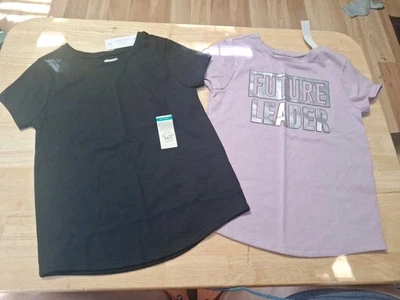 2 New Girl's Size 5t Short Sleeve T-shirts, Black And Purple By Garanimals - Image 1 of 3