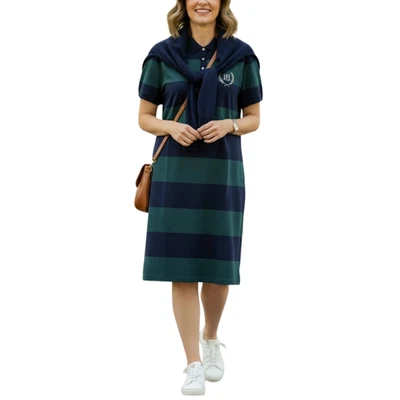 NWT Tommy Hilfiger XL Stripe Polo Rugby T-Shirt Shirtdress Navy Green Preppy Y2K - Image 1 of 4