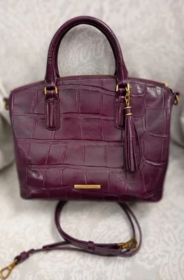 Brahmin Duxbury Satchel Fig Jam Lysander Crossbody Shoulder Bag Plum Embossed - Image 1 of 4