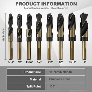 8Pcs Reduced Shank Drill Bit Set Reusable Stainless Steel Twist Drill Bit stiNY - Picture 1 of 11