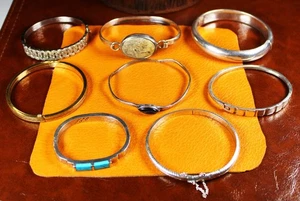 Hinged Locking Bangle Mixed Lot of 8 Sterling Silver ALPACA 12k Gold Filled - Picture 1 of 24