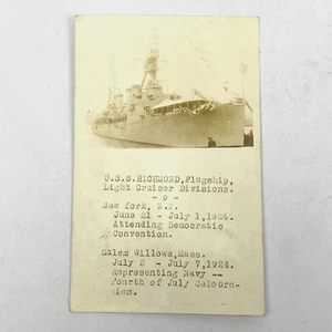Postcard Real Photo USS Richmond Flagship 4th July Democratic Convention 1924 - Picture 1 of 6