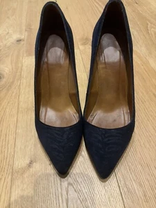 Isabel Marant Black Suede Zebra Print Court Shoes Size 37 - Picture 1 of 14