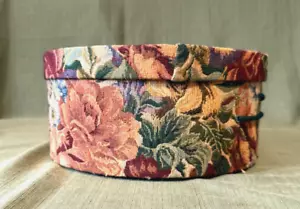 Vintage Floral Tapestry Fabric Hat Box with Lid. - Picture 1 of 13