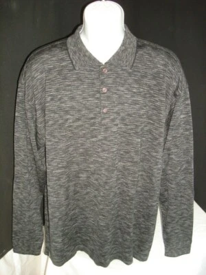 Suéter estilo polo Jhane Barnes preto/branco mistura de lã texturizada L/S tamanho. GG - Imagem 1 de 4