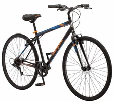 Mongoose Hotshot Hybrid Bike, 7-speed, 700c wheels, Black / Orange