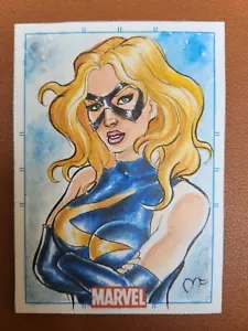 Ms Marvel PSC Sketch Card by Marck Ferreira Captain Ms Marvel Classic - Picture 1 of 2