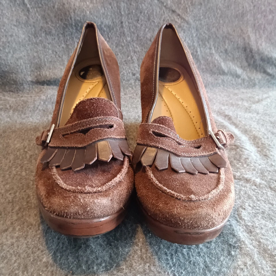 贝斯高跟鞋女式 8.5 米棕色楔形 Jacqueline 皮革鞋面 061234 — 第 1/4 张图片