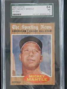 1962 Topps Baseball Card #471 Mickey Mantle Mantle (NM) SGC 7 - Picture 1 of 2