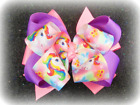 Unicorn Hairbow for Girls and Babies Triple Stacked Hair Bow Big Boutique bows